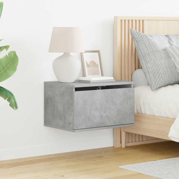 vidaXL v&aelig;gh&aelig;ngte sengeborde 2 stk. med LED-lys betongr&aring;