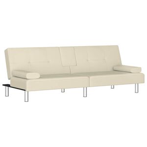 vidaXL sovesofa med kopholdere kunstl&aelig;der cremefarvet