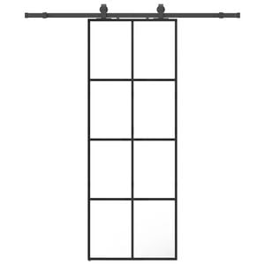 vidaXL skyded&oslash;r med hardwares&aelig;t 76x205 cm ESG glas sort