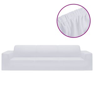 vidaXL elastisk 4-personers sofabetr&aelig;k polyesterjersey hvid