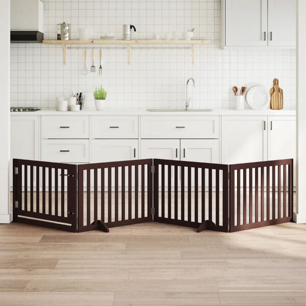 vidaXL hundel&aring;ge med d&oslash;r 4 paneler 320 cm foldbar poppeltr&aelig; brun