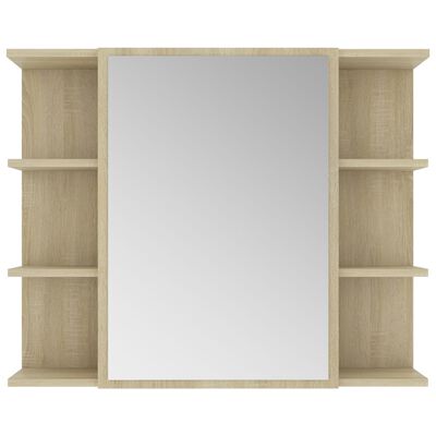 vidaXL badeværelsesskab med spejl 80x20,5x64 cm spånplade sonoma-eg