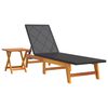 vidaXL liggestol med bord polyrattan og massivt akacietr&aelig;