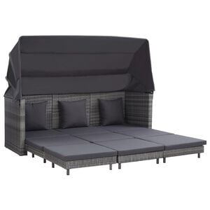 vidaXL udvidelig 3-personers sovesofa med tag polyrattan gr&aring;