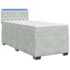 vidaXL Box Spring Seng med Madras og LED Lysegr&aring; Enkelt Velour