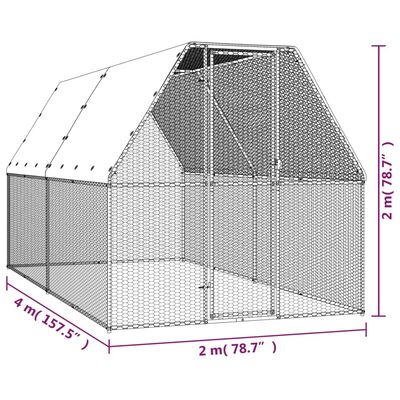 vidaXL hønsegård 2x4x2 m galvaniseret stål