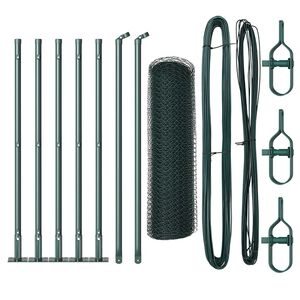 vidaXL Hexagonal hegn med betonbund 10 x 0,6 m PVC-belagt st&aring;l Gr&oslash;n