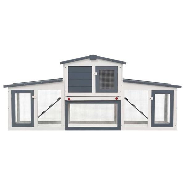 vidaXL stort udend&oslash;rsbur til k&aelig;ledyr 201x45x85 cm tr&aelig; gr&aring; hvid