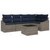 vidaXL Havesofa S&aelig;t med pude 6 pcs Gr&aring; og Marinebl&aring; polyrattan