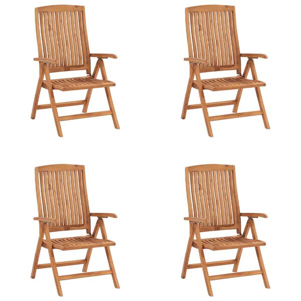 vidaXL positionsstole 4 stk. med hynder massivt teaktr&aelig;