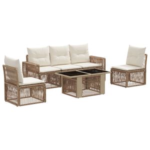 vidaXL Havesofa S&aelig;t 6 stk. Beige og cremehvid polyrattan