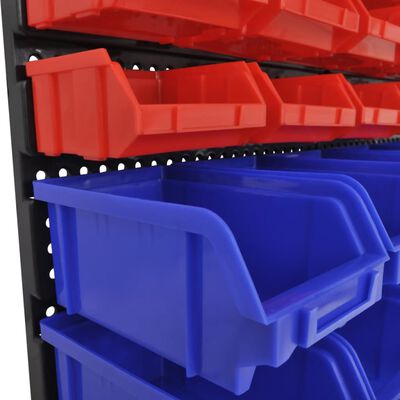 vidaXL vægmonteret opbevaringssæt til værkstedet 30 stk. blå og rød