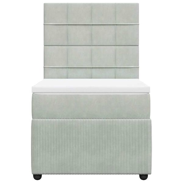 vidaXL kontinentalseng med madras 80x200 cm fl&oslash;jl lysegr&aring;