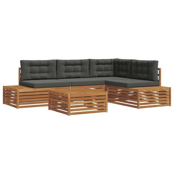 vidaXL Udend&oslash;rs sofagruppe med pude 5 Stk Naturlig og Antracit