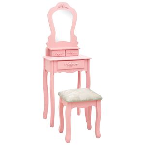 vidaXL sminkebordss&aelig;t med taburet 50x59x136 cm kejsertr&aelig; lyser&oslash;d