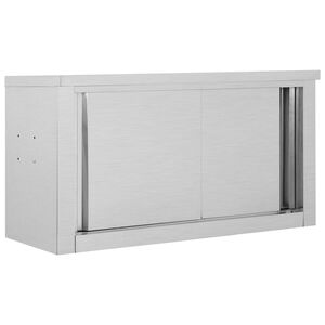 vidaXL k&oslash;kkenskab m. skydel&aring;ger v&aelig;gh&aelig;ngt 90 x 40 x 50 cm rustfrit st&aring;l