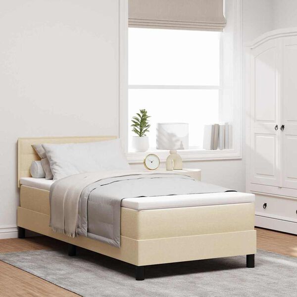 vidaXL Box spring seng med madras Creme 90 x 200 cm Stof