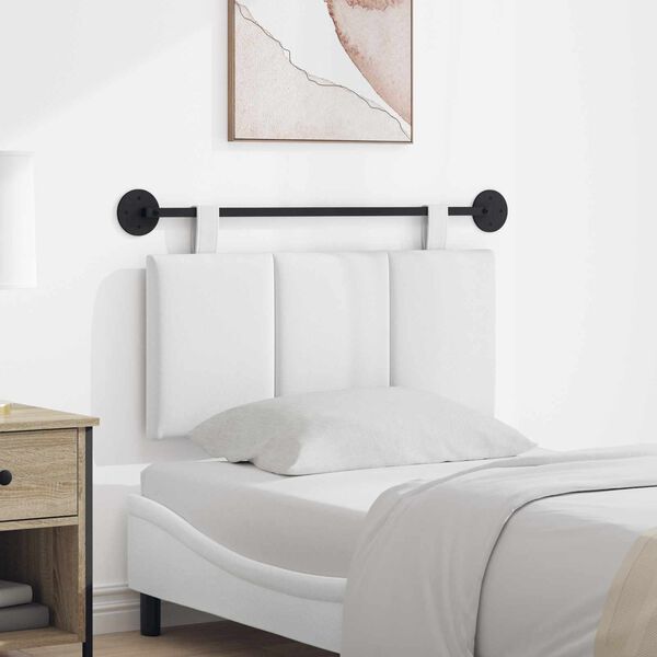 vidaXL H&aelig;ngende Hovedgavl V&aelig;gmonteret Stribet Hvid 90 x 55 x 5 cm Stof