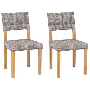vidaXL Spisestuestol 2 pcs Kubu Gr&aring; 46 x 55 x 84 cm Kubu rattan