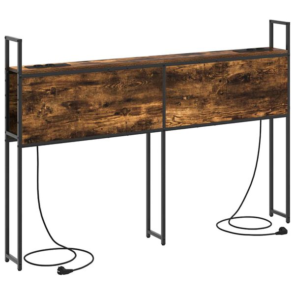 vidaXL Opbevaringshovedgavl med Opladningsstation R&oslash;get eg 140 cm