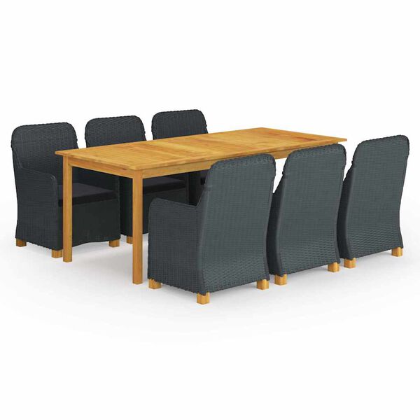 vidaXL spisebordss&aelig;t til haven 7 dele m&oslash;rkegr&aring;