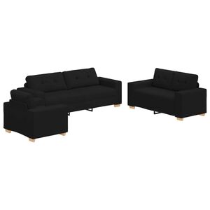vidaXL Sofa 3 stk. Sort Linned-blandet stof