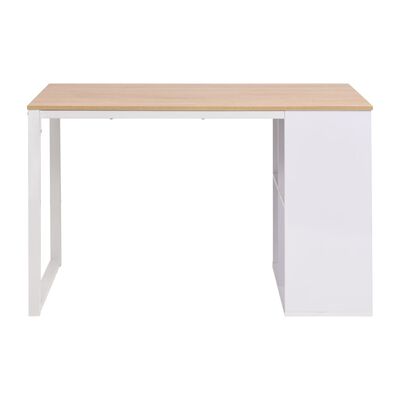 vidaXL skrivebord 120x60x75 cm egetræsfarvet og hvid