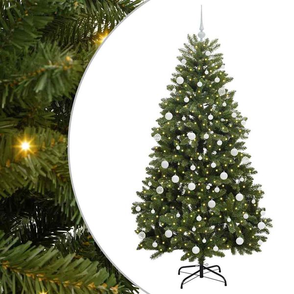 vidaXL Kunstigt juletr&aelig; med 300 LED'er Gr&oslash;n 180 cm PVC og metal