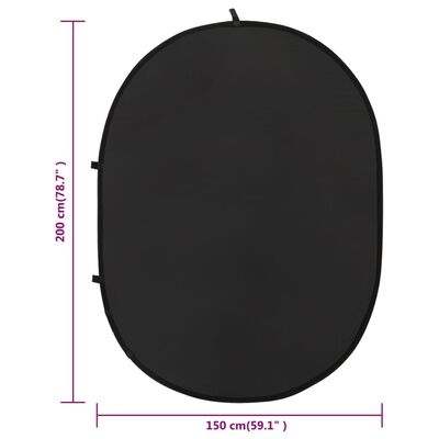 vidaXL 2-i-1 oval fotobaggrund 200x150 cm sort og grå