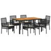 vidaXL Have Spisebordss&aelig;t 7 stk. Sort polyrattan