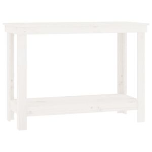 vidaXL arbejdsbord 110x50x80 cm massivt fyrretr&aelig; hvid