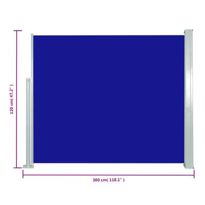 vidaXL sammenrullelig sidemarkise 120x300 cm blå