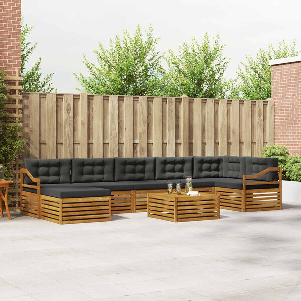 vidaXL Udend&oslash;rs sofagruppe med pude 8 pcs Naturlig og Antracit