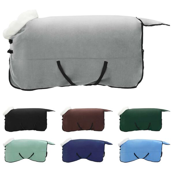 vidaXL Hestet&aelig;ppe M&oslash;rkegr&oslash;n 165 cm Polar fleece