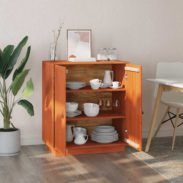 vidaXL Sideboard VoksBrun 65,5 x 40 x 75 cm Massivt fyrretr&aelig;