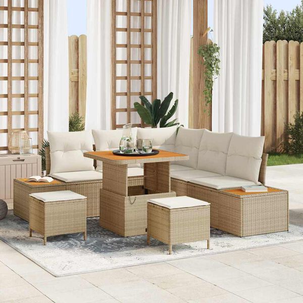 vidaXL Havesofa Sæt 8 pcs Beige polyrattan