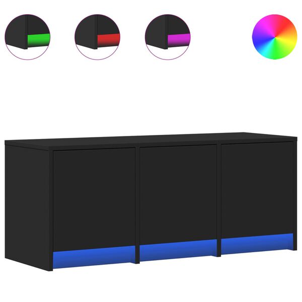 vidaXL tv-bord med LED-lys 97x34x40 cm konstrueret træ sort