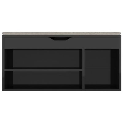 vidaXL skobænk med hynde 104x30x49 cm spånplade sort højglans