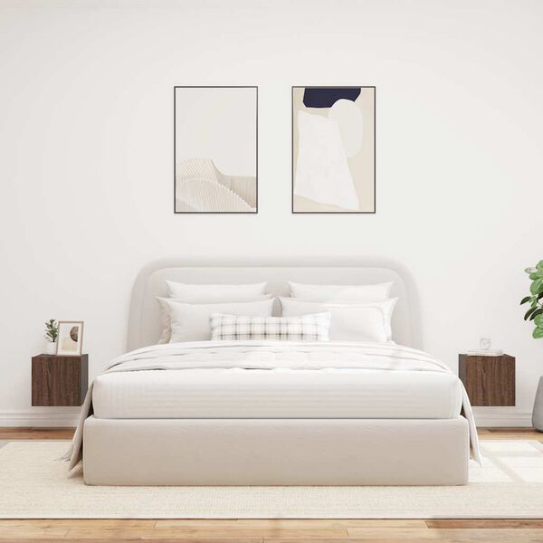 vidaXL v&aelig;gh&aelig;ngte tv-borde 2 stk. med LED-lys 30,5x35x30 cm brunt eg