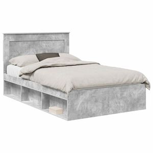 vidaXL Sengestel med skuffe Beton Gr&aring; 135 x 190 cm Massiv fyrretr&aelig;