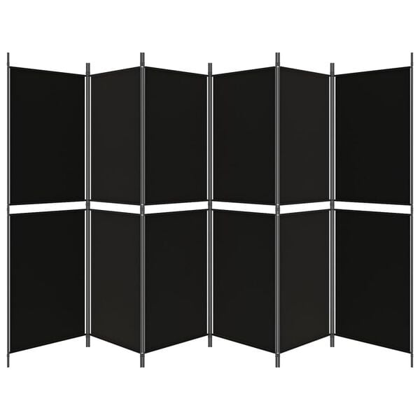 vidaXL 6-panels rumdeler 300x180 cm stof sort