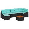 vidaXL Havesofa S&aelig;t med pude 8 pcs Sort polyrattan