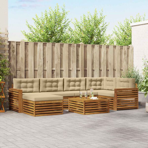 vidaXL Udend&oslash;rs sofagruppe med pude 7 pcs Naturlig og Beige
