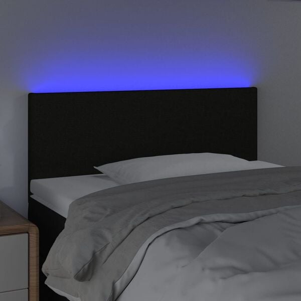 vidaXL sengegavl med LED-lys 100x5x78/88 cm stof sort