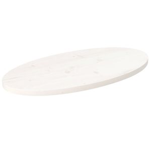 vidaXL bordplade 70x35x2,5 cm oval massivt fyrretræ hvid