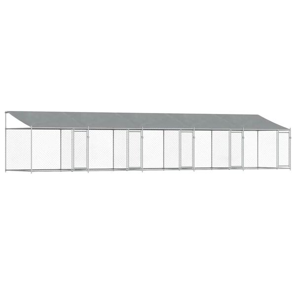 vidaXL hundeg&aring;rd med tag og l&aring;ger 10x2x2 m galvaniseret st&aring;l gr&aring;