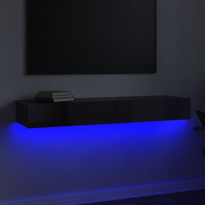 vidaXL tv-skab med LED-lys 120x35x15,5 cm sort højglans