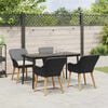 vidaXL Have Spisebordss&aelig;t med pude 5 pcs Sort polyrattan