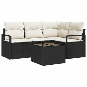 vidaXL Sofa S&aelig;t 5 pcs Sort polyrattan