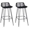 vidaXL Barb&aelig;nk 2 pcs Sort 44 x 46 x 91 cm Rattan og St&aring;l
